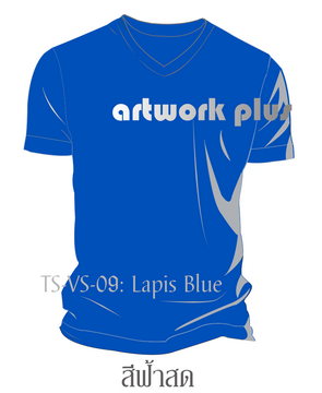 T-Shirt, TS-VS-09, เสื้อยืดคอวี สีฟ้าสด